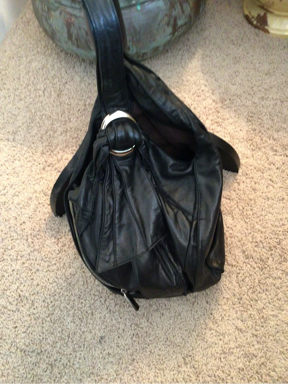 Kooba Black Slouchy Leather Hobo Bag